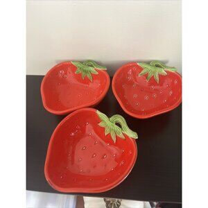 Vintage Strawberry Ceramic 5" Serving Dish/Bowl Pier One Imports Fruit Ice Cream